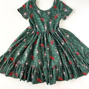 Little Stocking Co. Candy cane Holly Charm Dress size 8
